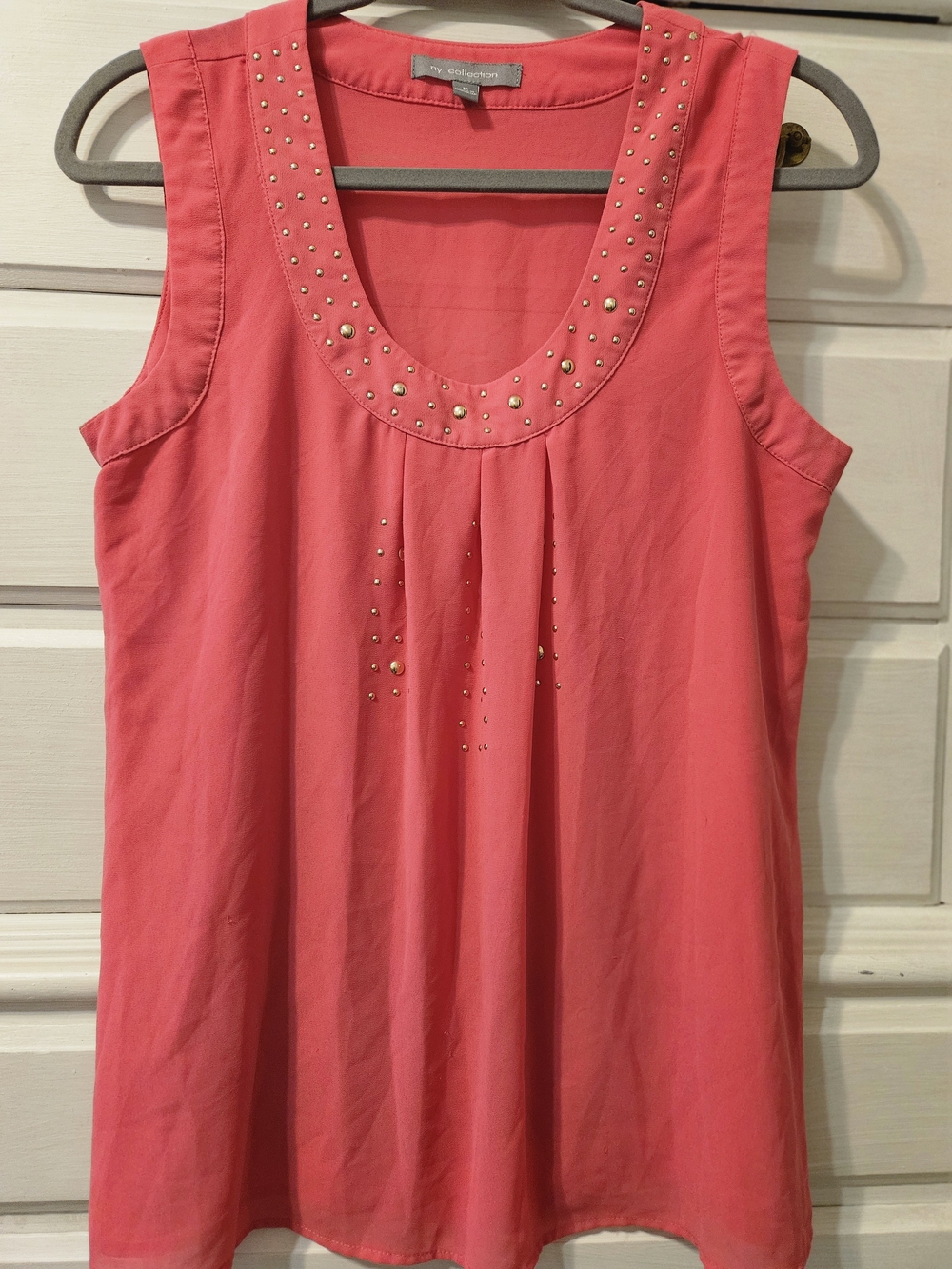 NY Collection Coral Tank with Gold Stud Accents